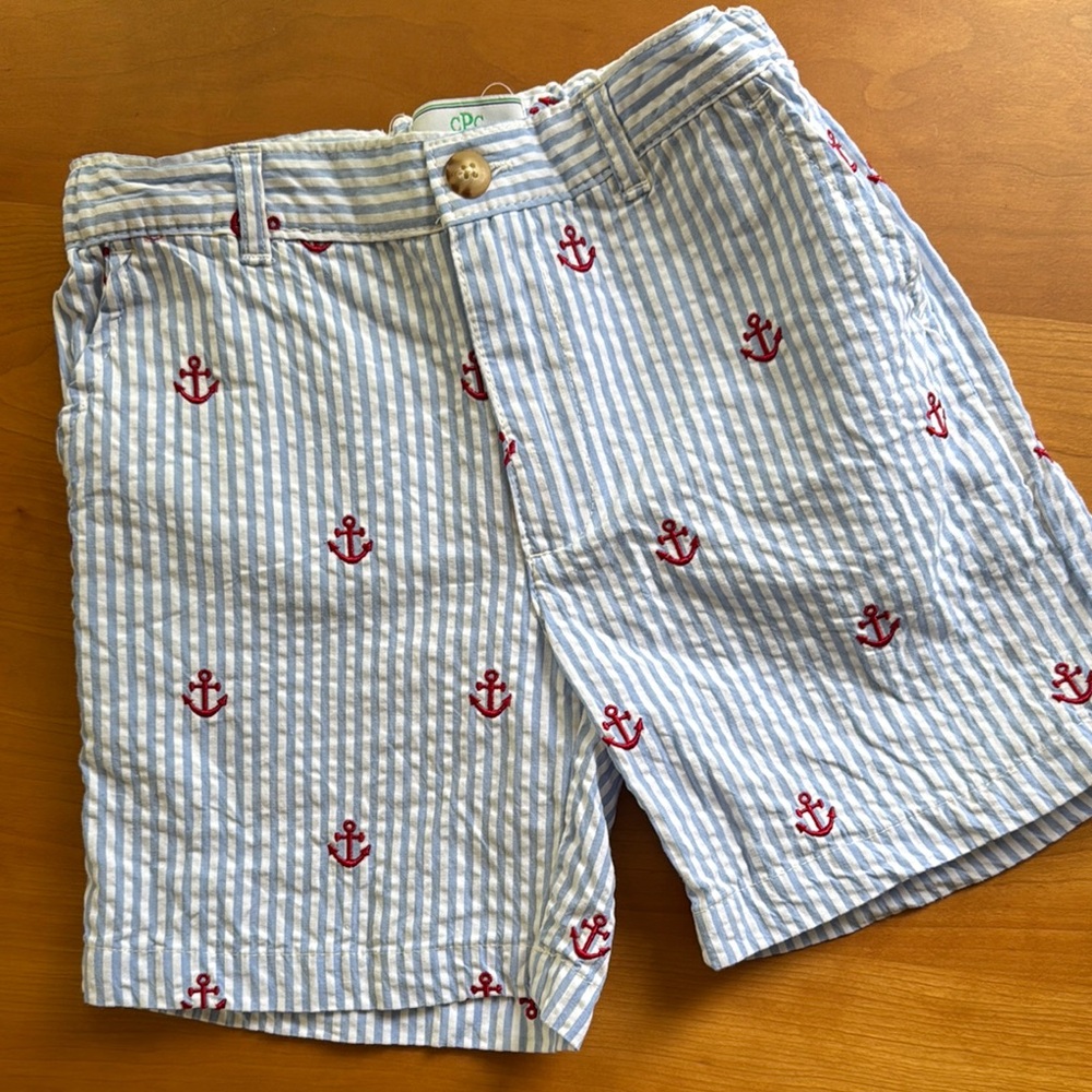 Classic Prep Blue and White Striped Kids Shorts